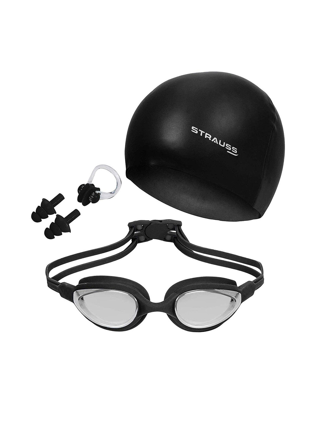 STRAUSS Anti Fog Swimming Goggles Set With Cap