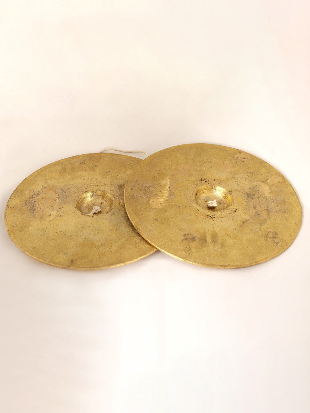 Exotic India Gold-Toned Textured Brass Cymbals Pooja Manjeera Musical Instrument