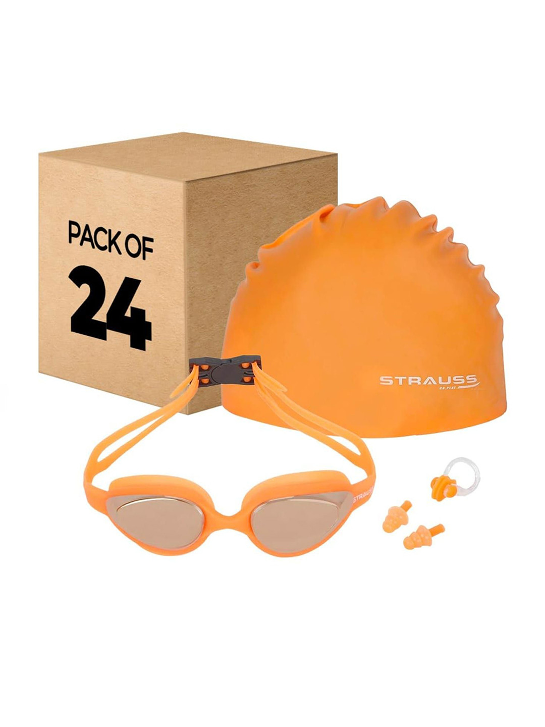 STRAUSS Pack Of 24 Swimming Goggles & Cap