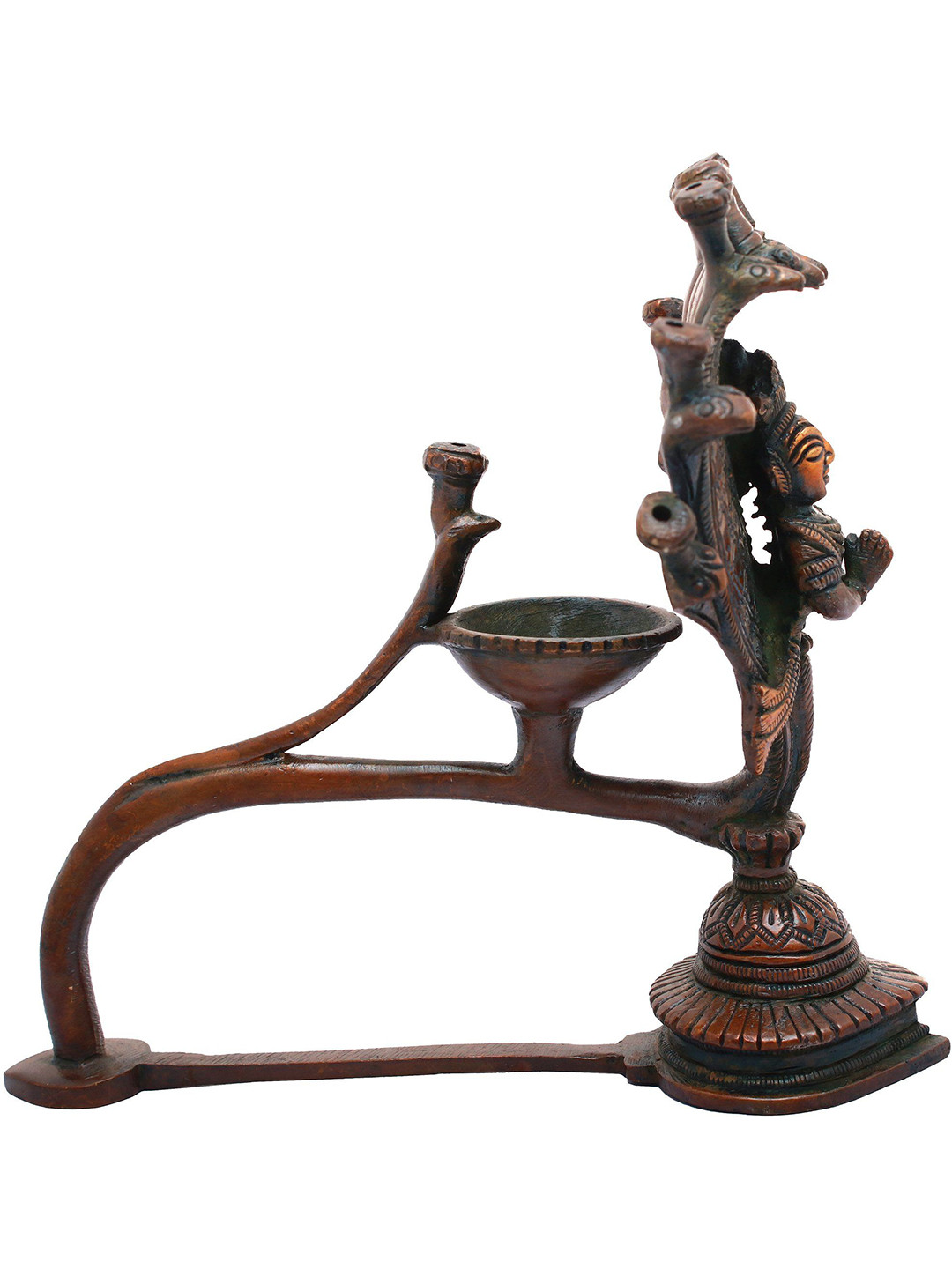 Exotic India Brown Brass Incense Burner for Ten Sticks on Serpent's Hoods