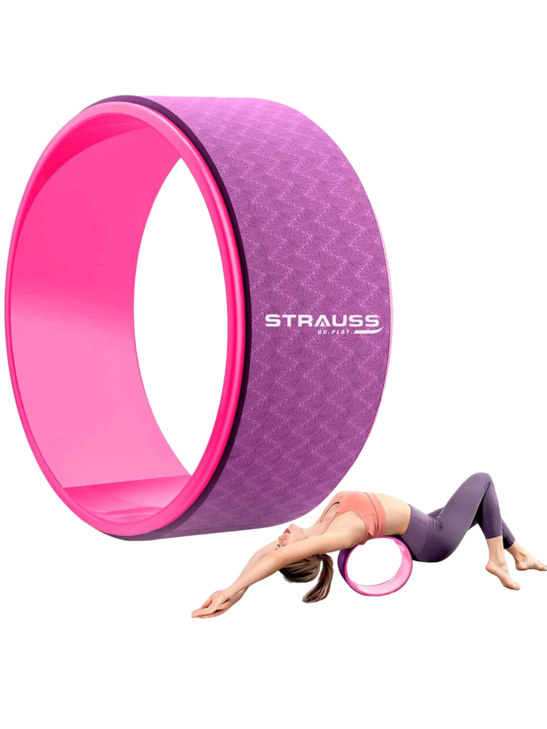 STRAUSS Yoga Wheel For Stretching, Backbends, Deep Tissue Massage & Back Pain Relief