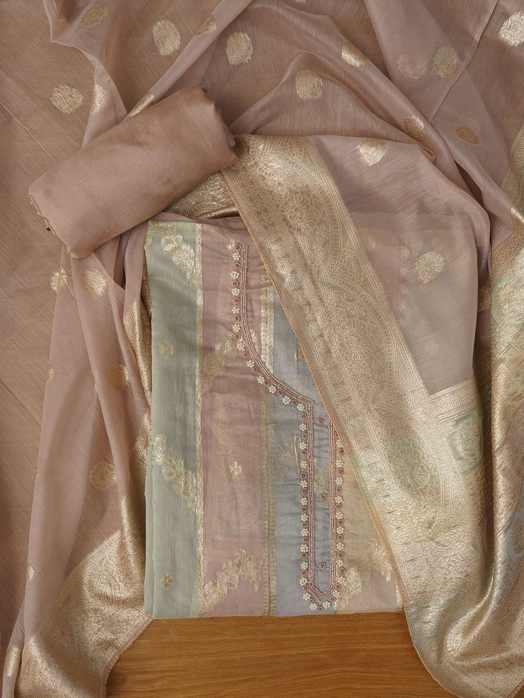 Jaipur Kurti Unstitched Woven Design Silk Blend Dress Material With Dupatta