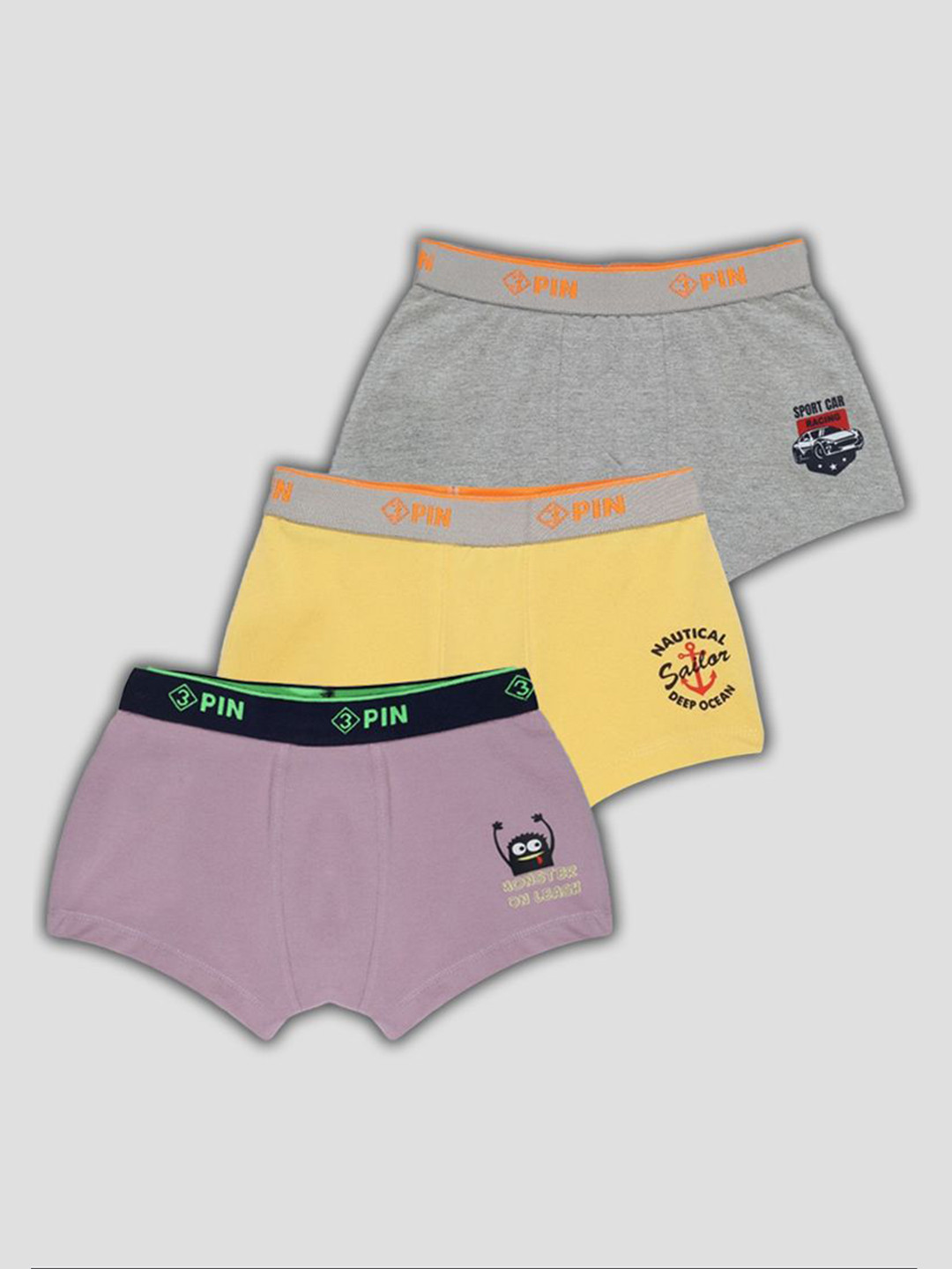 3PIN Boys Pack of 3 Assorted Short Trunks 3PKBBCOM08