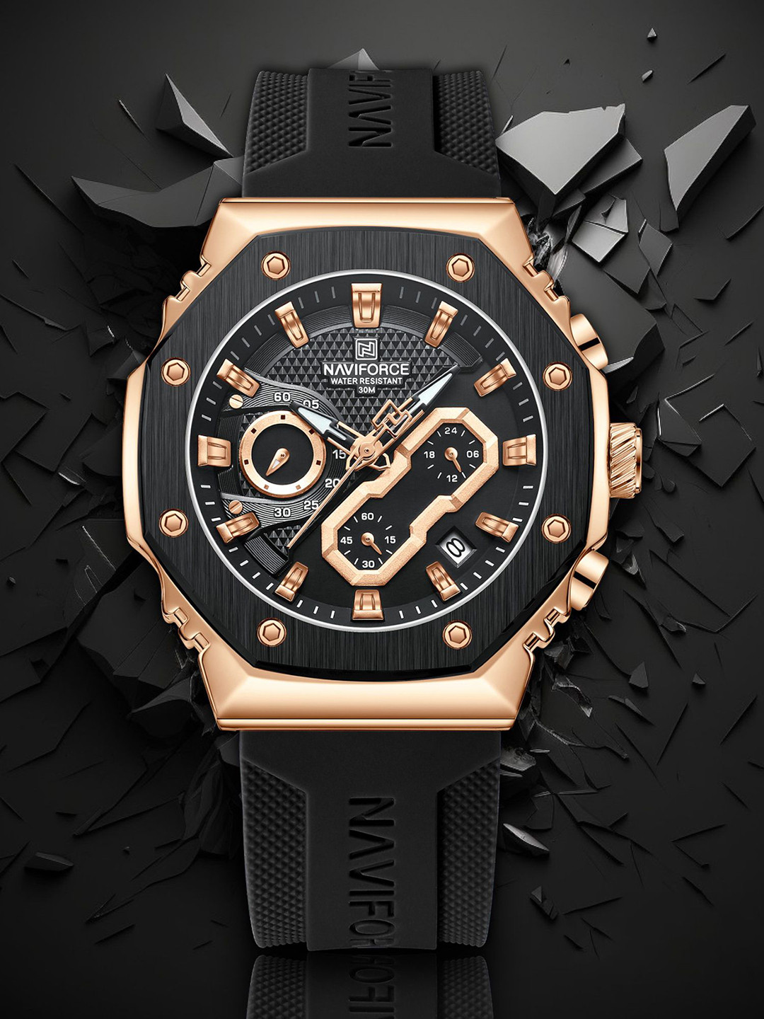 Naviforce Men Dial & Straps Analogue Multi Function Watch NF8035G RGBB