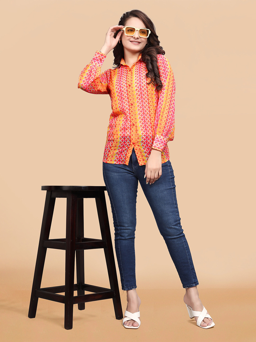 Sashay Boutique Women Standard Spread Collar Geometric Printed Casual Shirt