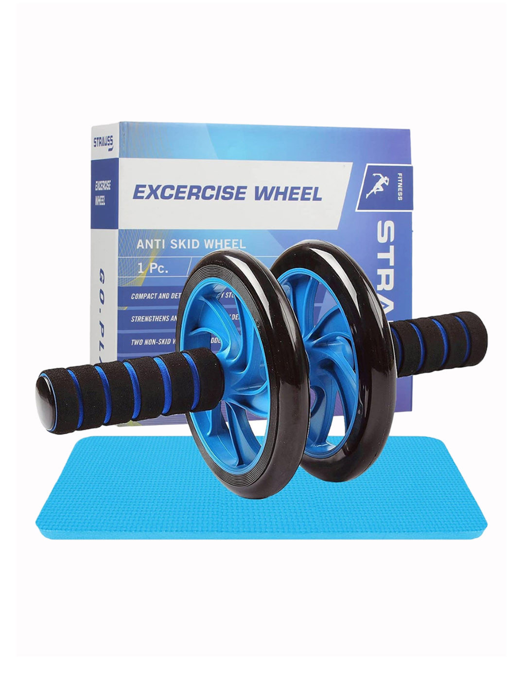 STRAUSS  Double Wheel Ab Exerciser With Knee Mat