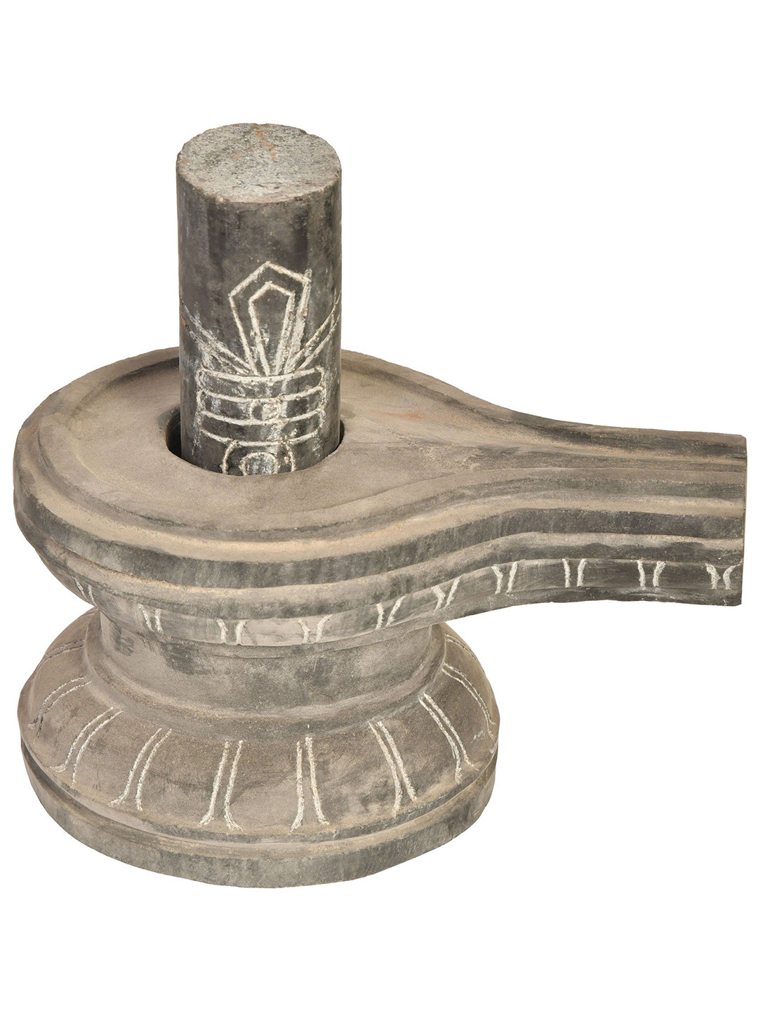 Exotic India Shivalingam Grey Stone Natural Prayer Room Small Showpiece - 9.2 Inches