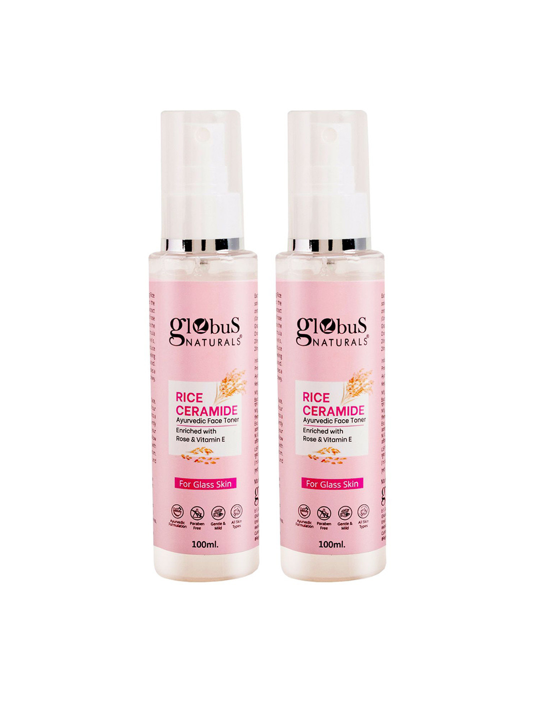 Globus naturals Set Of 2 Rice Ceramide Ayurvedic Face Toner With Vitamin E- 100ml Each