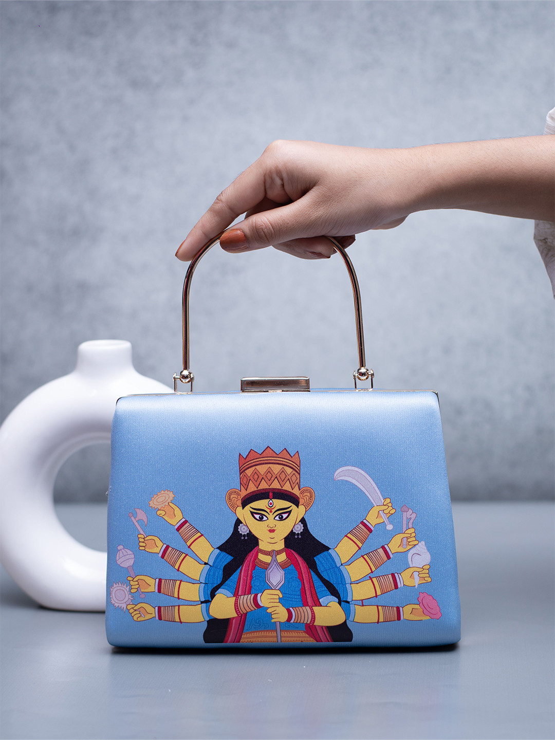 ARTKLIM Durga Maa Printed Box Clutch