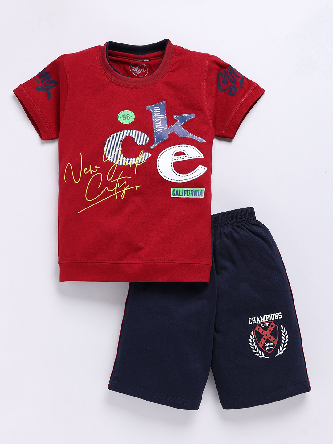 Zeal Boys Printed Pure Cotton T-shirt with Shorts
