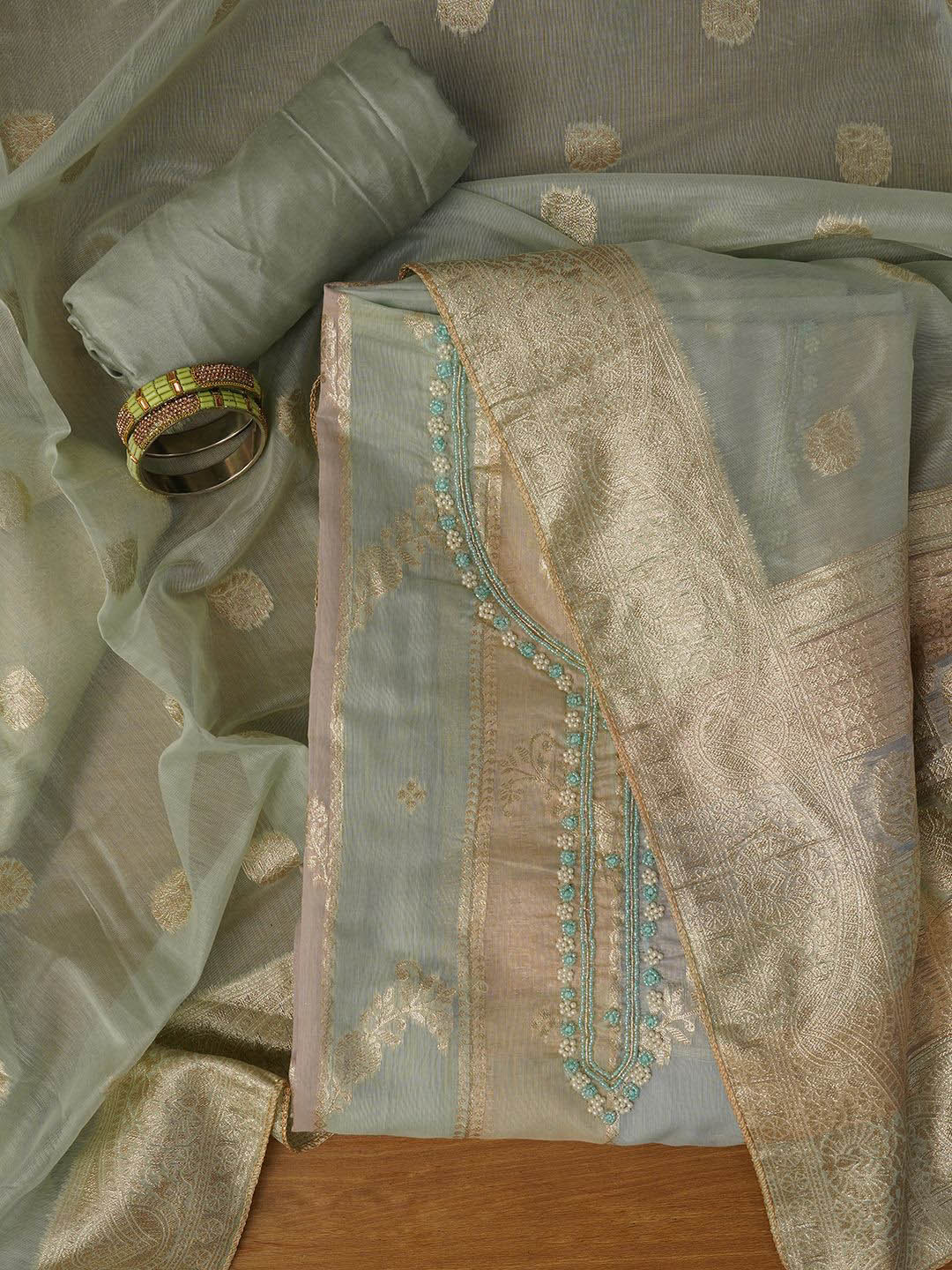 Jaipur Kurti Unstitched Woven Design Silk Blend Dress Material With Dupatta