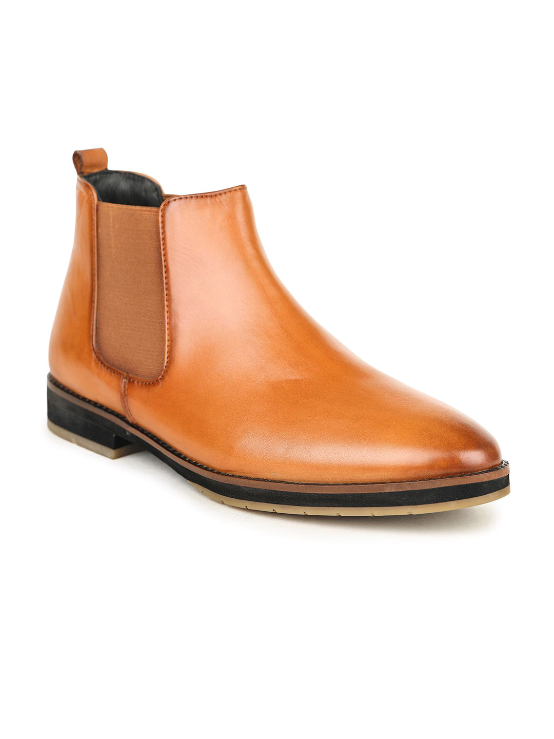BRITMEN Men Leather Round Toe Heeled Chelsea Boots