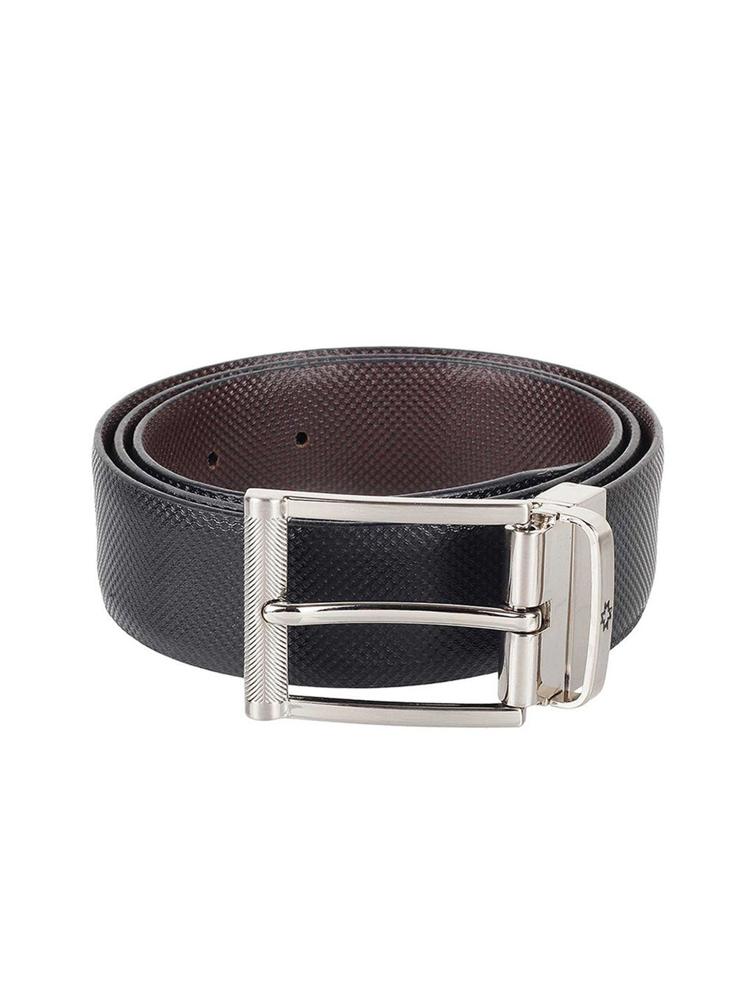 Metro Men Textured Tang Closure Leather Reversible Belt