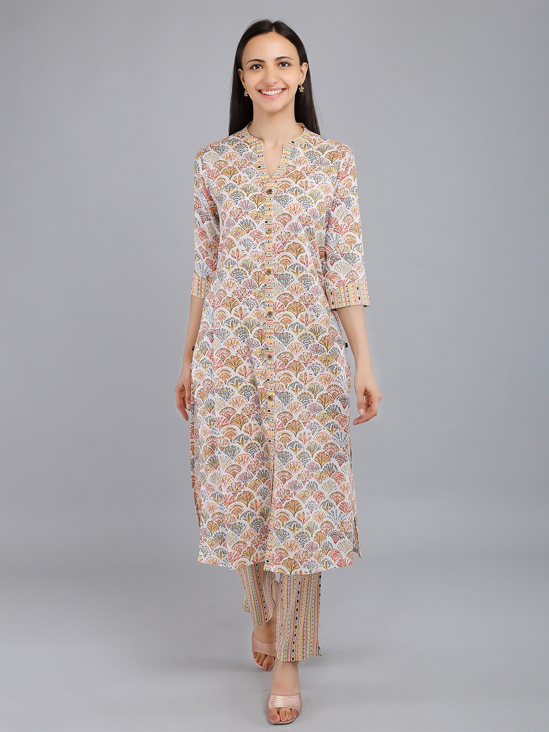 Zari Jaipur Geometric Printed Pure Cotton Kurta