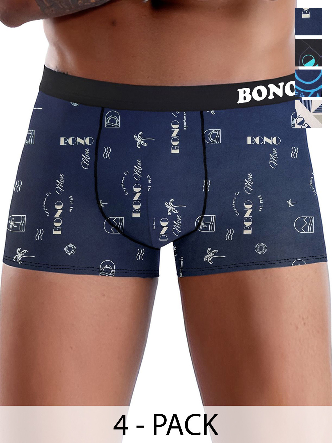DISPENSER Pack Of  4 Printed Breathability Trunks V4-C6-C7-C9-C11-M