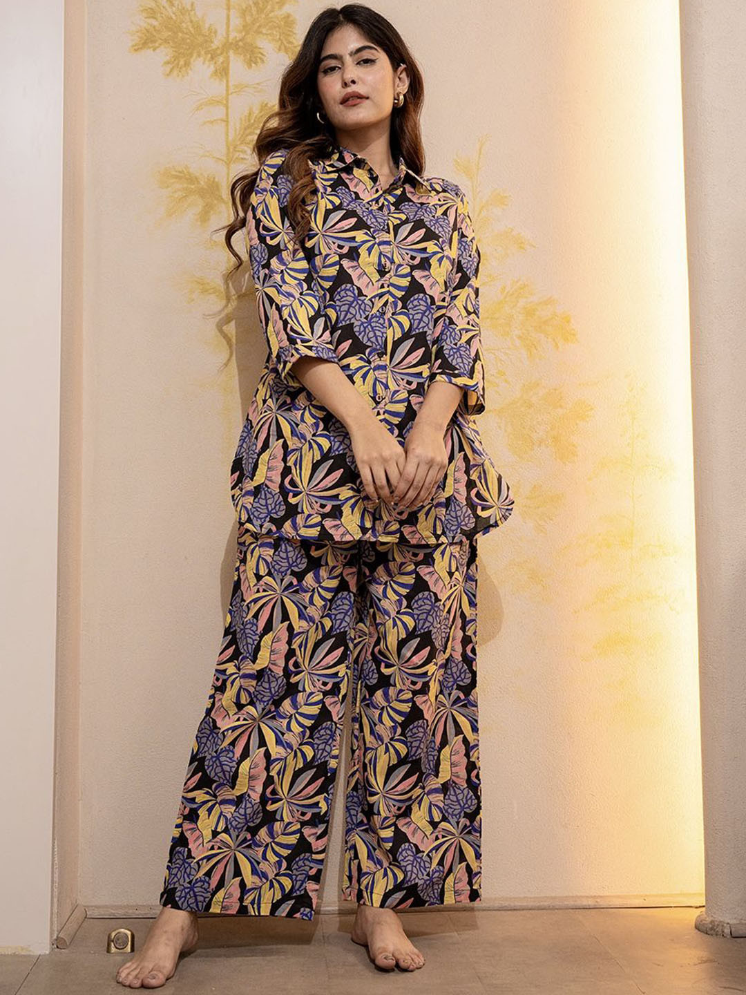 FEATHERS CLOSET Tropical Printed Pure Cotton Night Suit