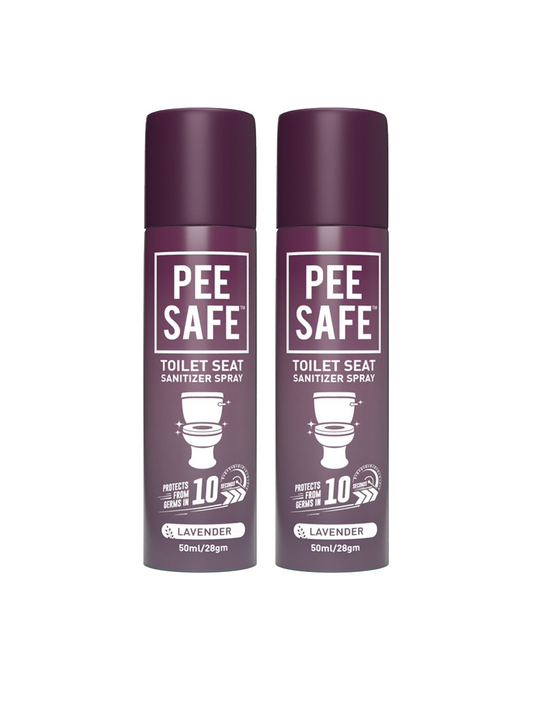 PEESAFE Set Of 2 Reduces UTI Risk Toilet Seat Sanitizer Spray-50ml Each-Lavender