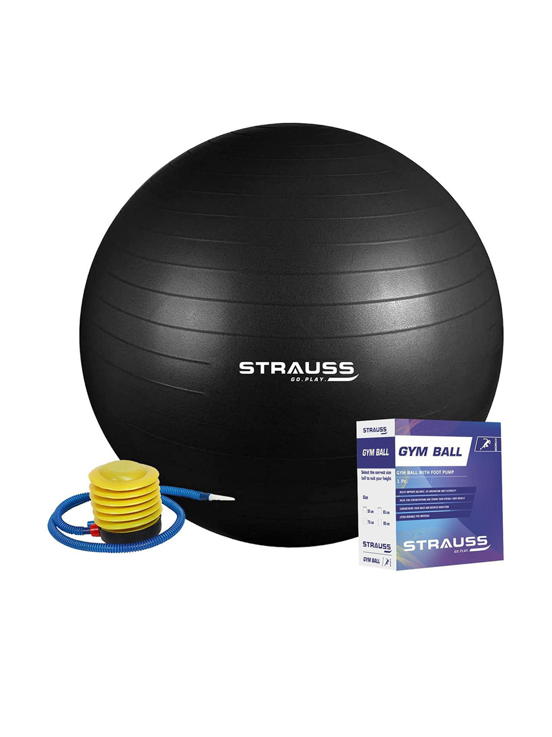 STRAUSS Anti-Burst Rubber Gym Ball with Free Foot Pump