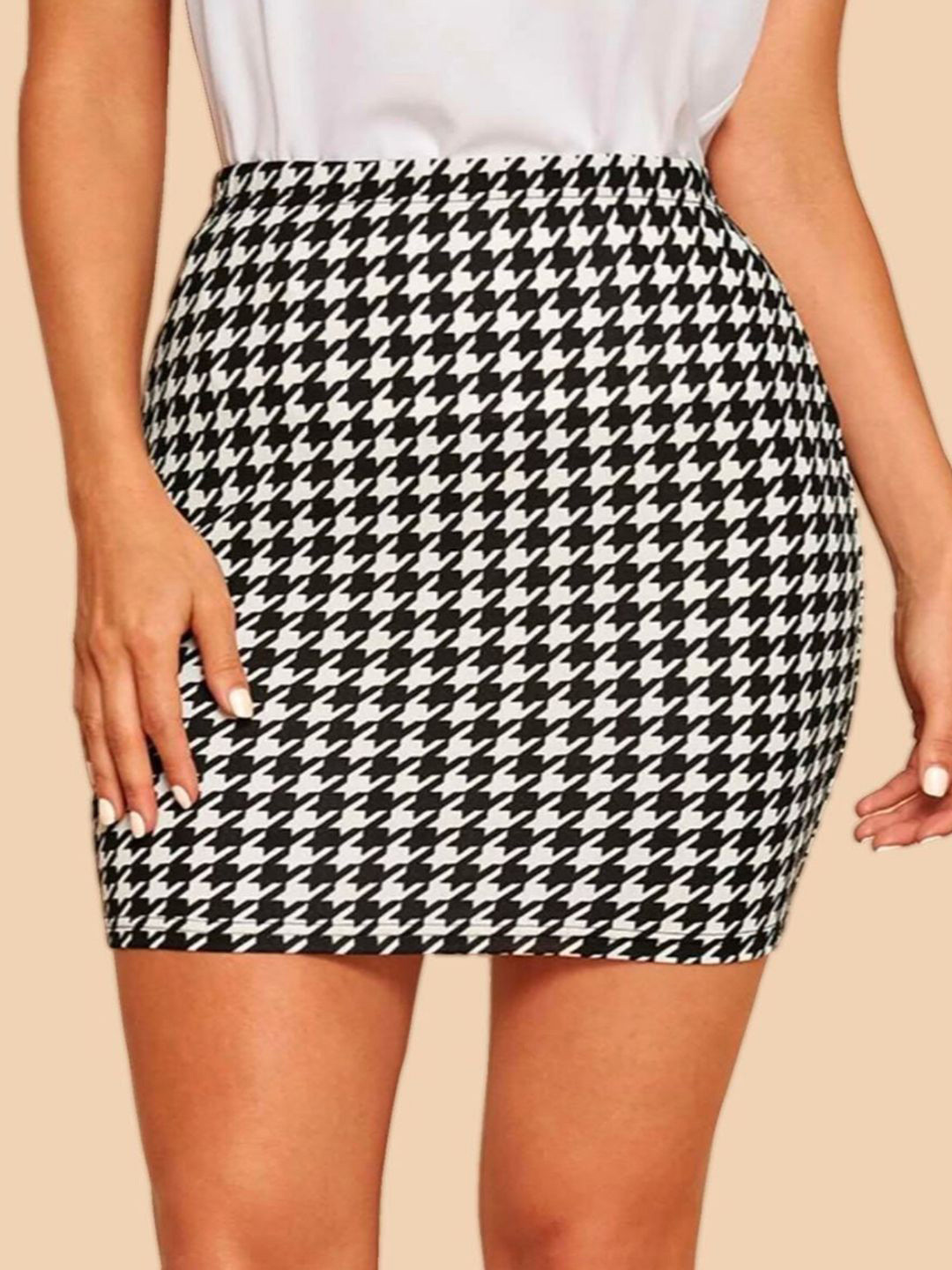 BUY NEW TREND Houndstooth Print Mini Skirt
