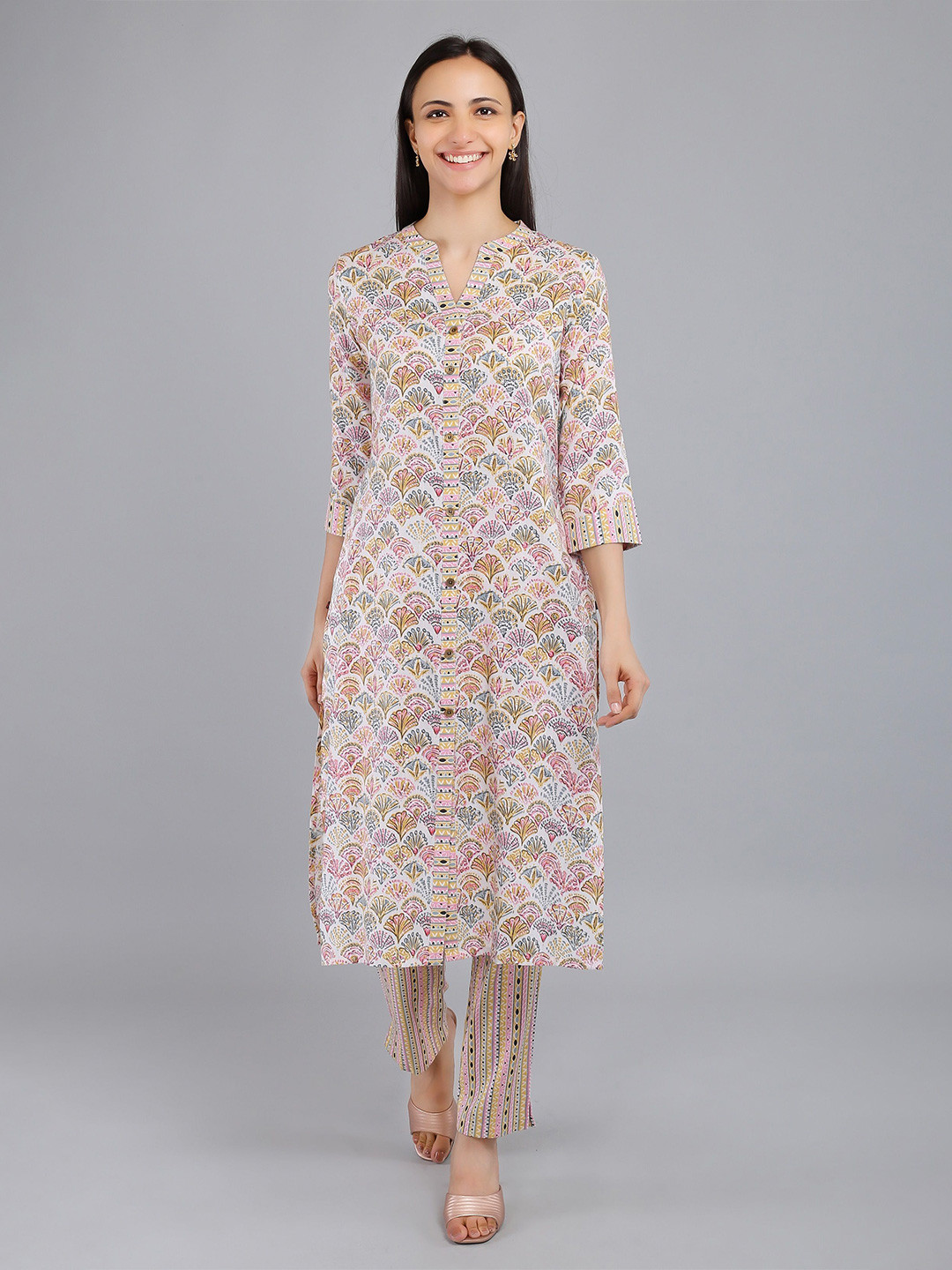 Zari Jaipur Printed Pure Cotton Straight Kurta