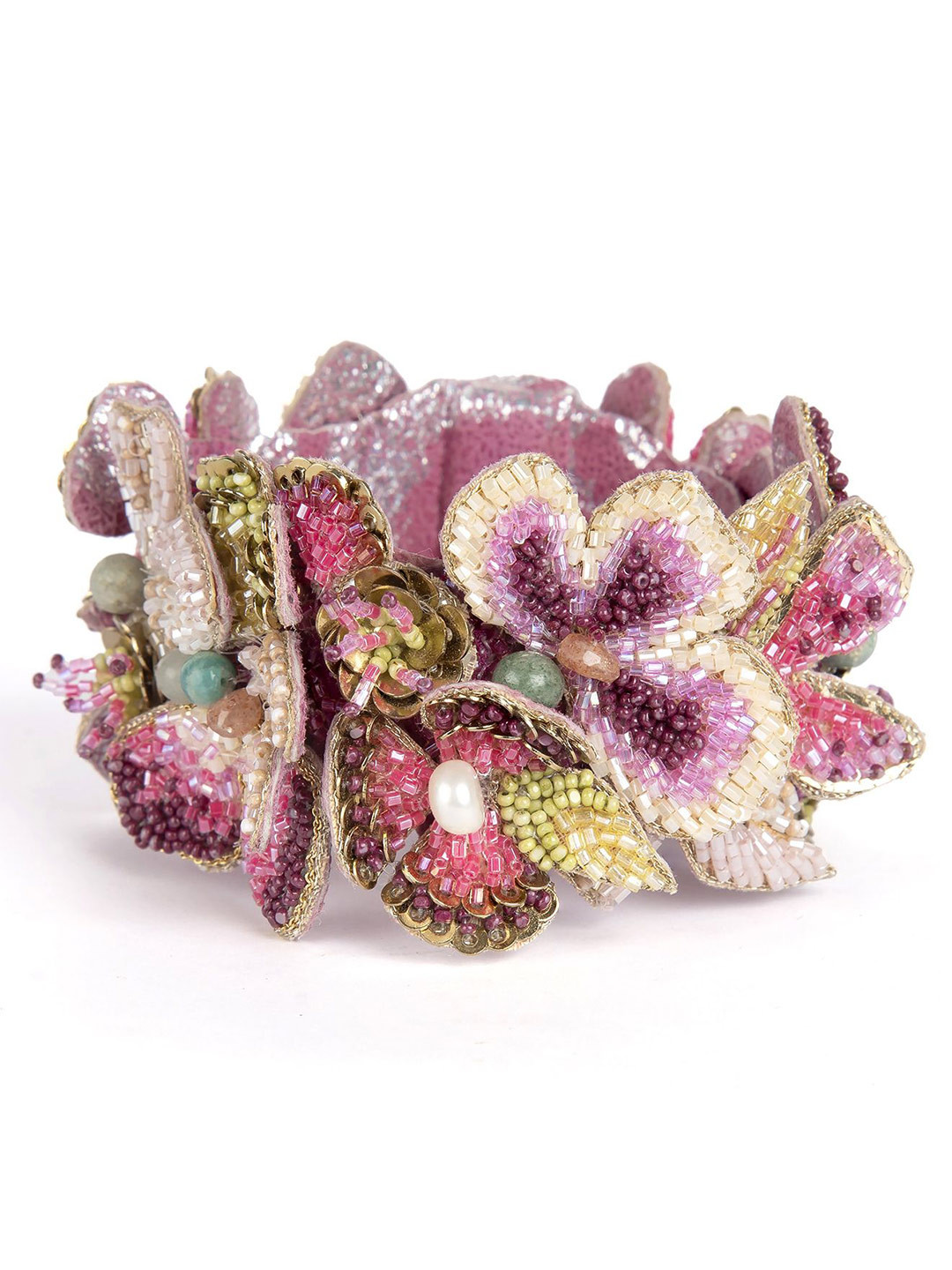 Deepa Gurnani Brass-Plated Beaded Cuff Bracelet