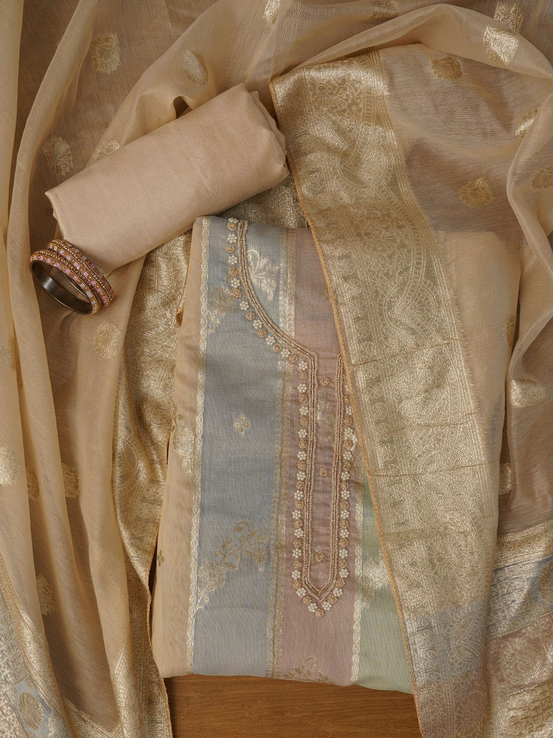Jaipur Kurti Unstitched Woven Design Silk Blend Dress Material With Dupatta