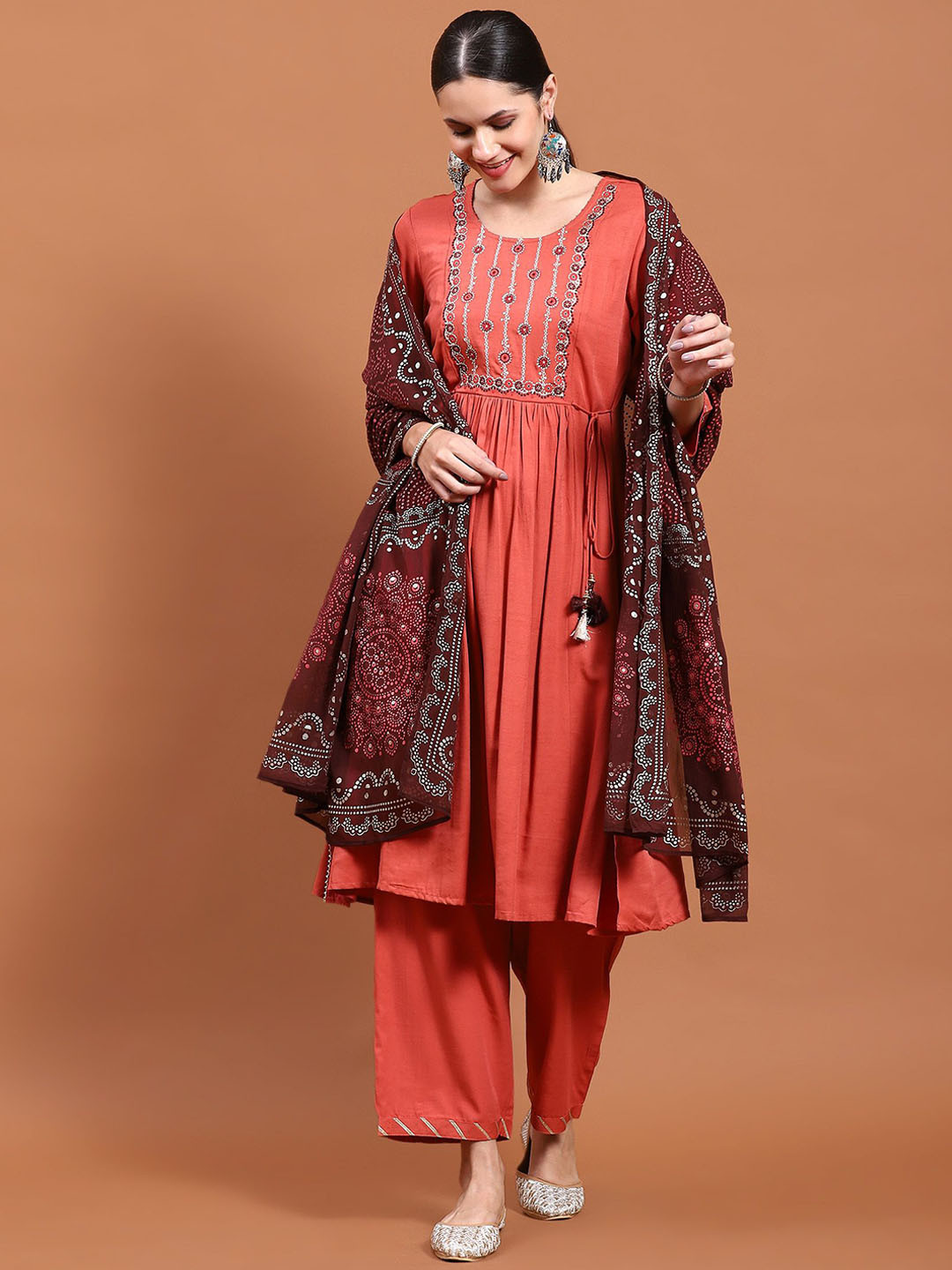 Shree Yoke Design Thread Work Kurta with Trousers & Dupatta