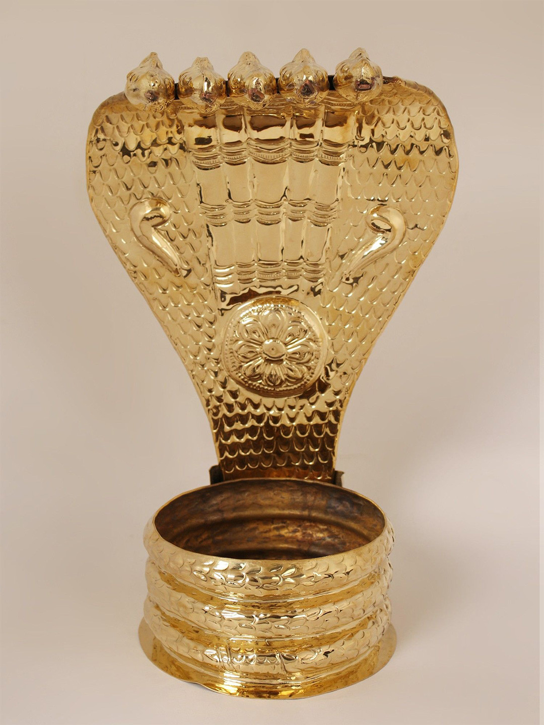 Exotic India Linga Sheath Gold-Toned Brass Pooja Essentials