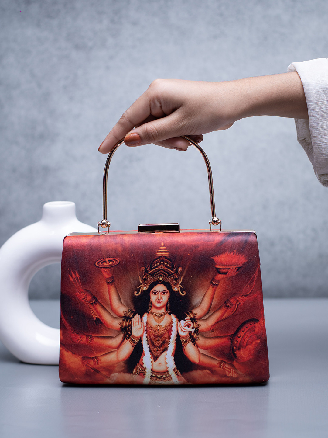 ARTKLIM Goddess Durga Printed Box Clutch