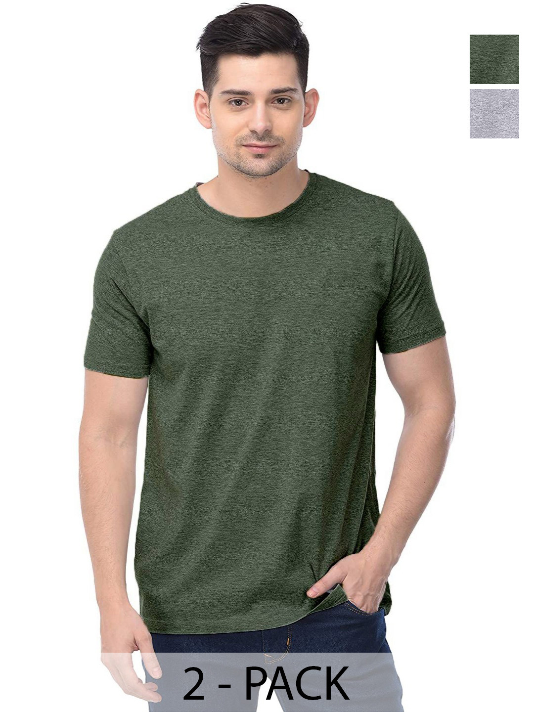 COLOR CAPITAL Unisex Pack Of 2 Solid Round Neck Cotton T-shirts