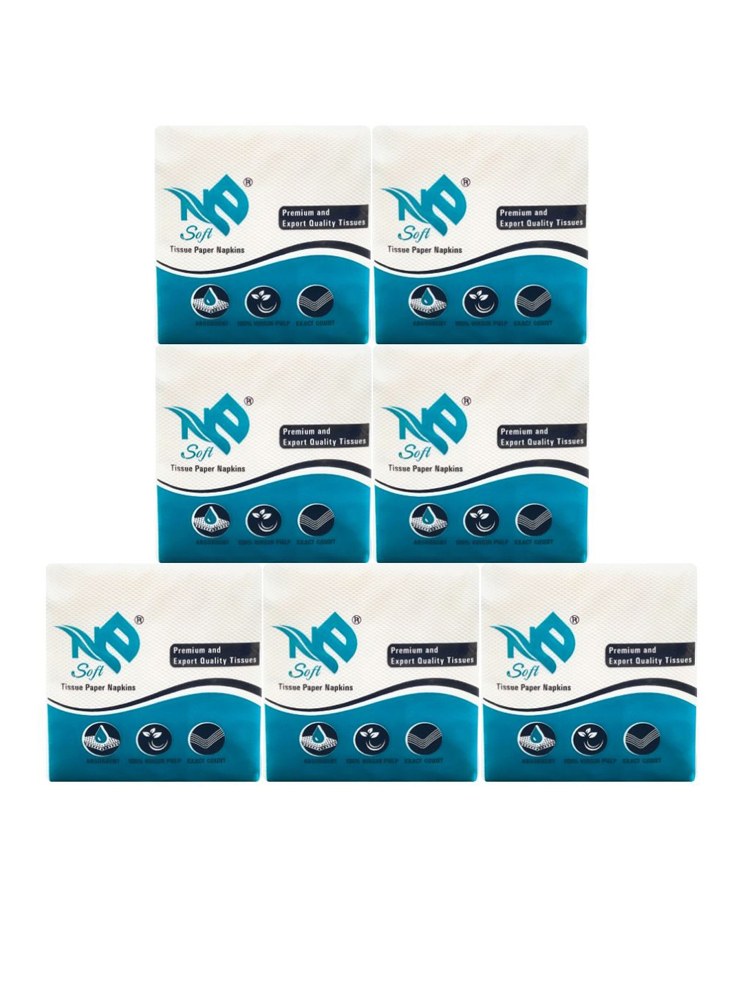 NE SOFT Set Of 7 Ultra Soft Tissue Paper Napkins - 80Pcs Each