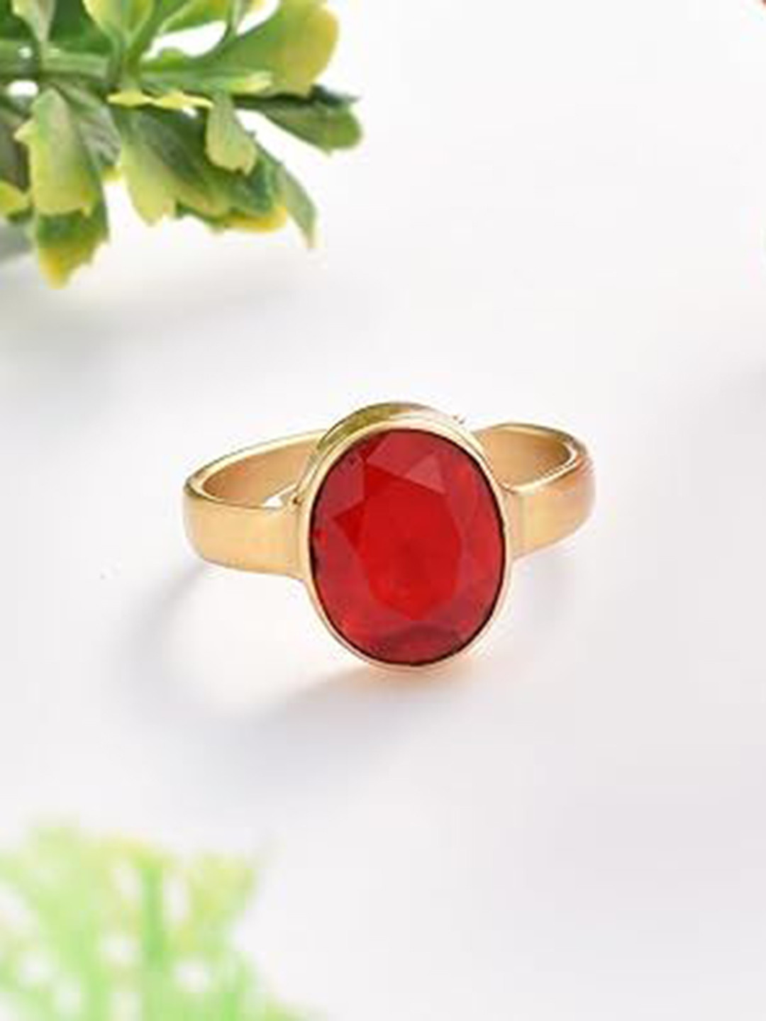 LMDPRAJAPATIS Gold Plated Sterling Silver Stone Studded Adjustable Finger Ring