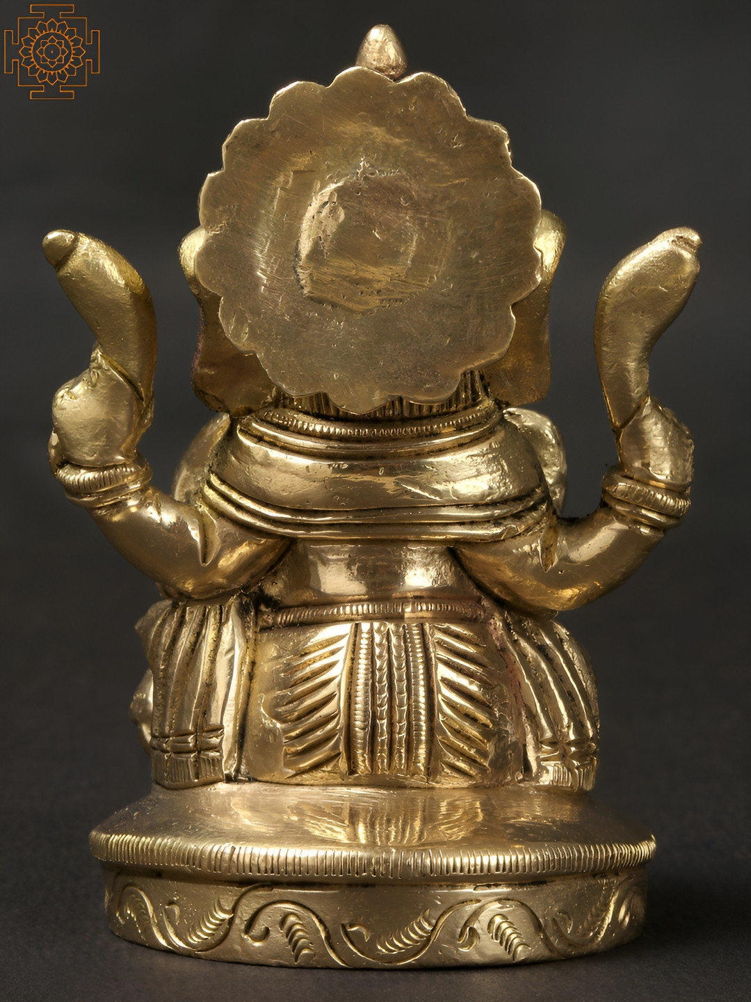 Exotic India Ganesha Savouring Modak Gold Brass Metallic Prayer Room Small Showpiece - 3 Inches