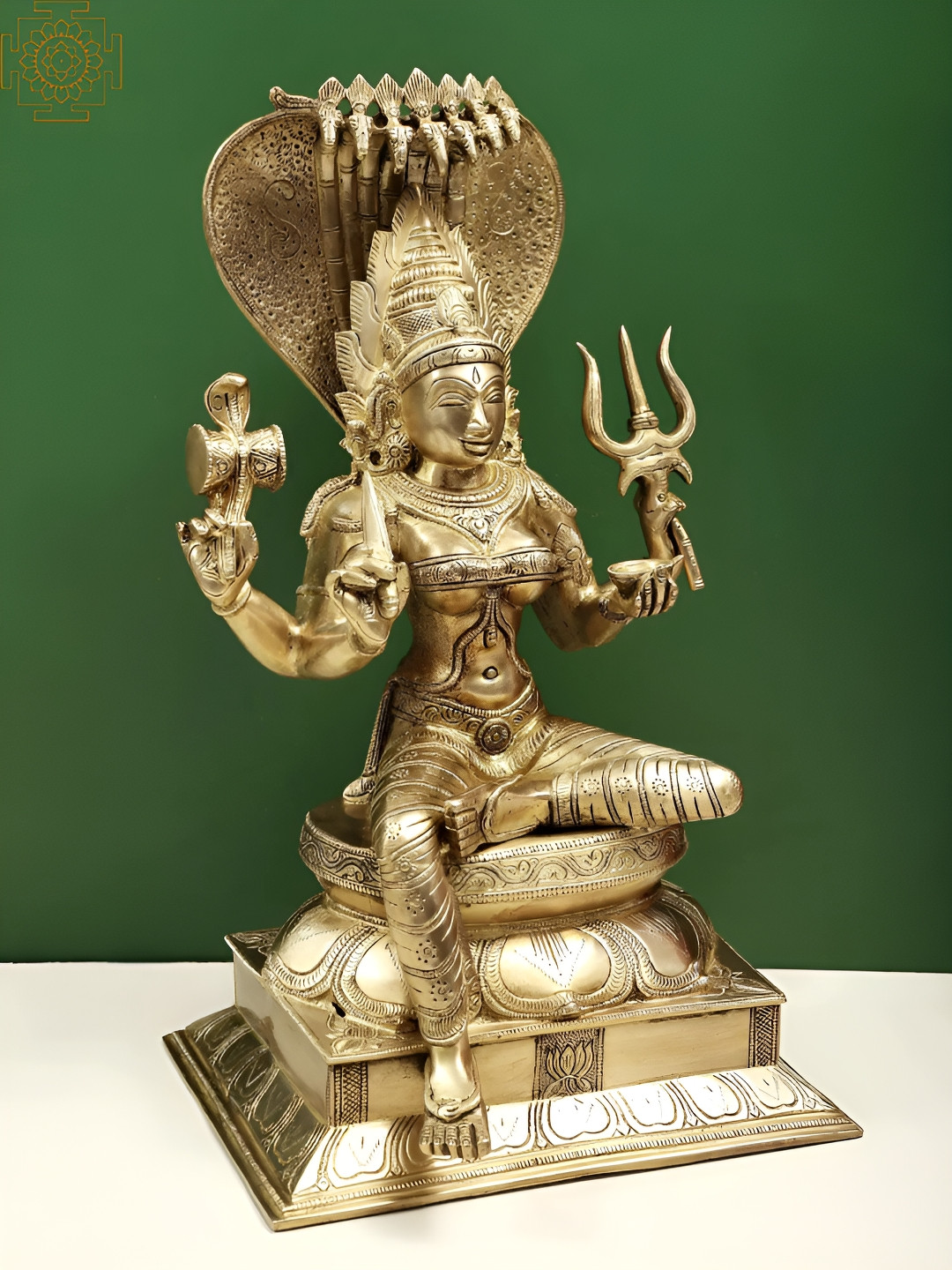 Exotic India Durga Gold Brass Metallic Living Room Medium Showpiece - 18.7 Inches