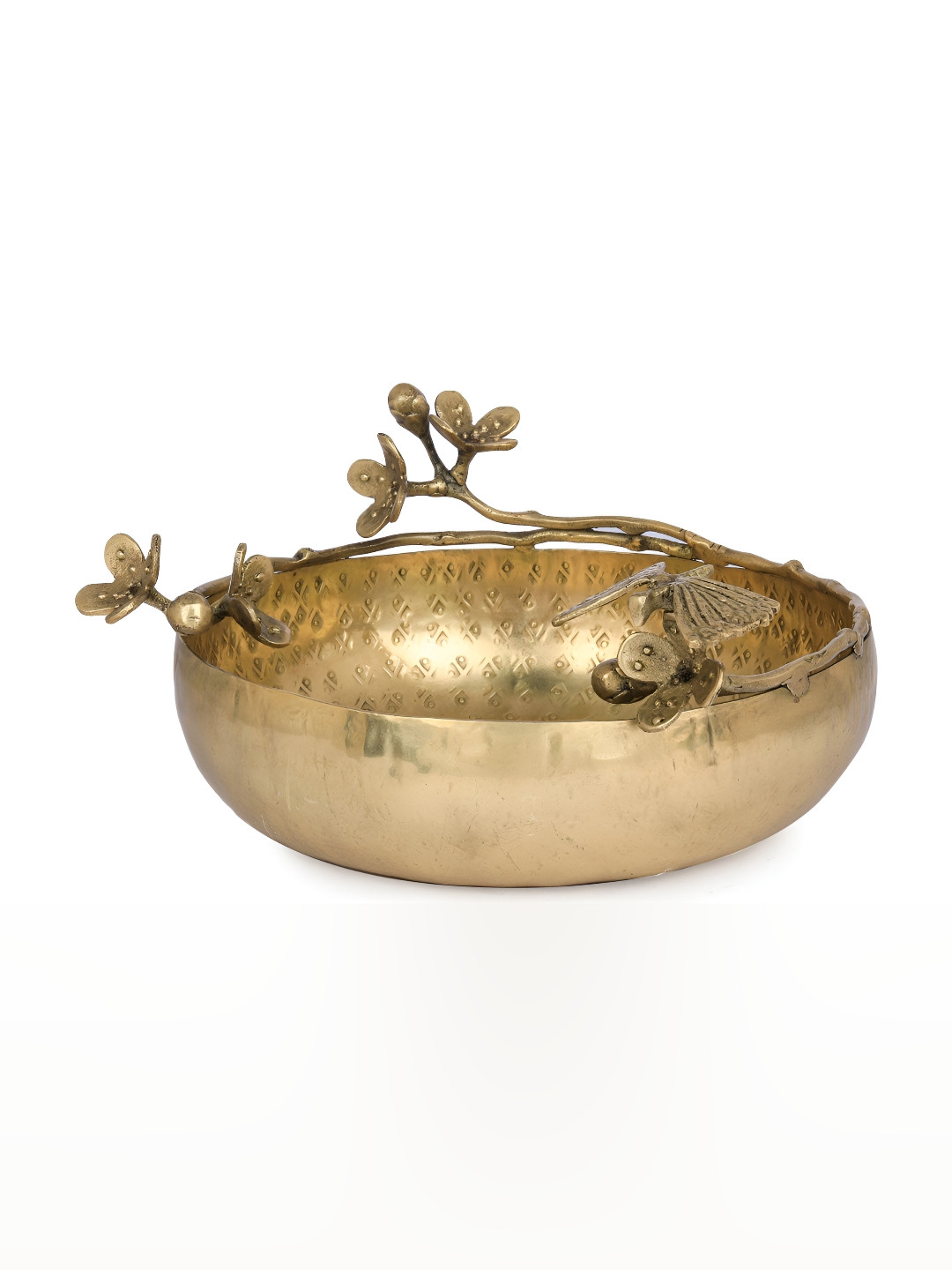Exotic India Brass Butterfly Designer Urli