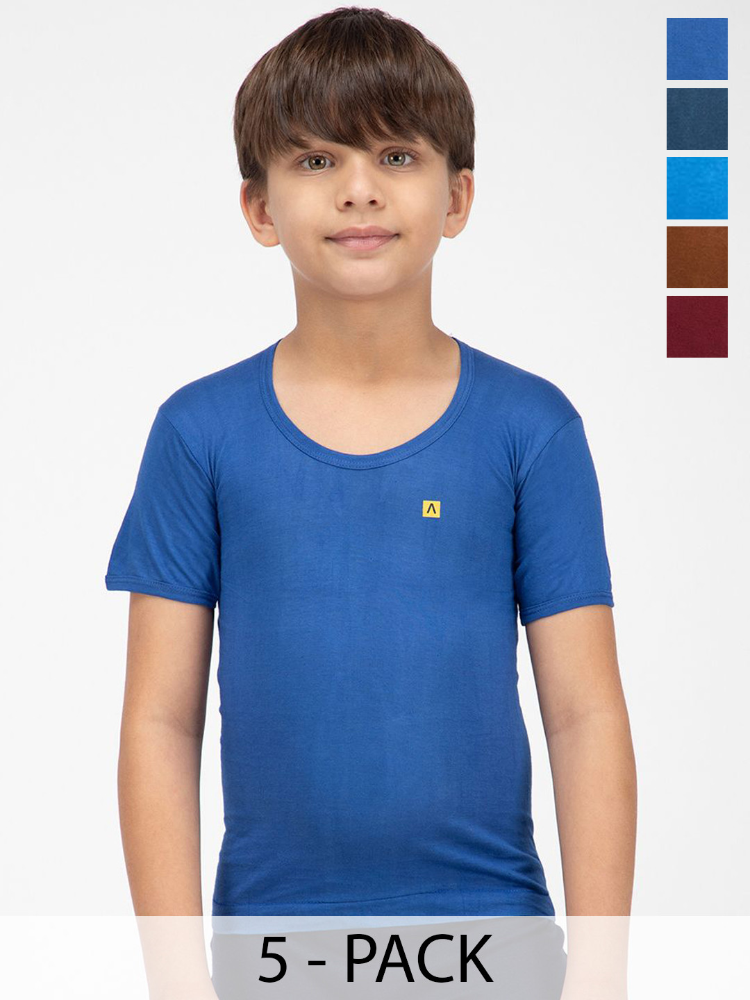 AMUL COMFY Boys Pack Of 5 Cotton Innerwear VestsAC-CSRNS-VE-MULTI-45-5PC