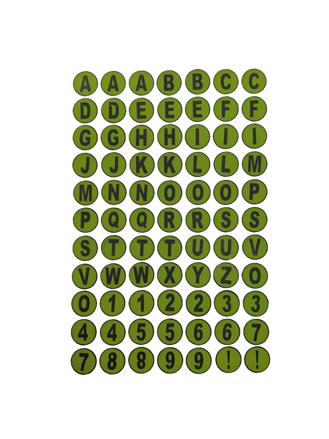 Comet Busters Green & Black Printed Self-Adhesive Uppercase Alphabet & Numerals  Stickers