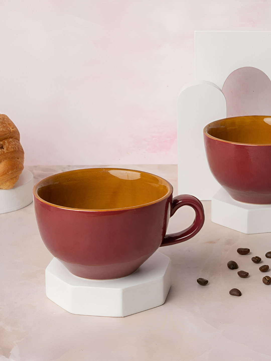 BODHI HOUSE Burgundy Ceramic Handmade 2 Piece Mugs-350ml