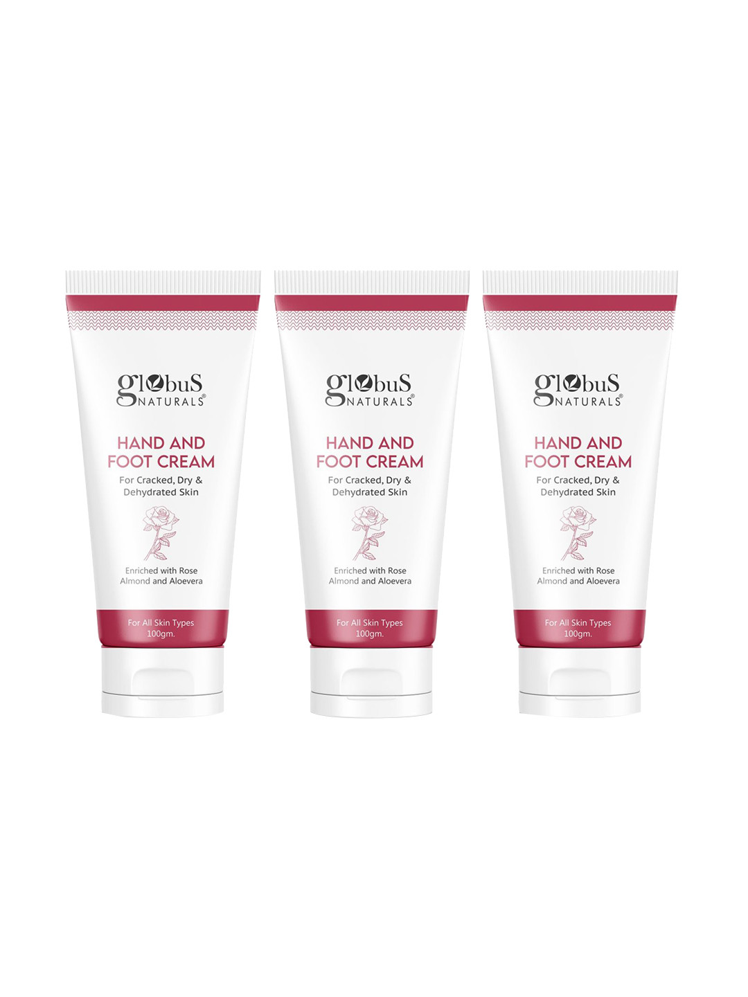 Globus naturals Set Of 3 Hand & Foot Cream For Cracked Dry & Dehydrated Skin - 100g Each