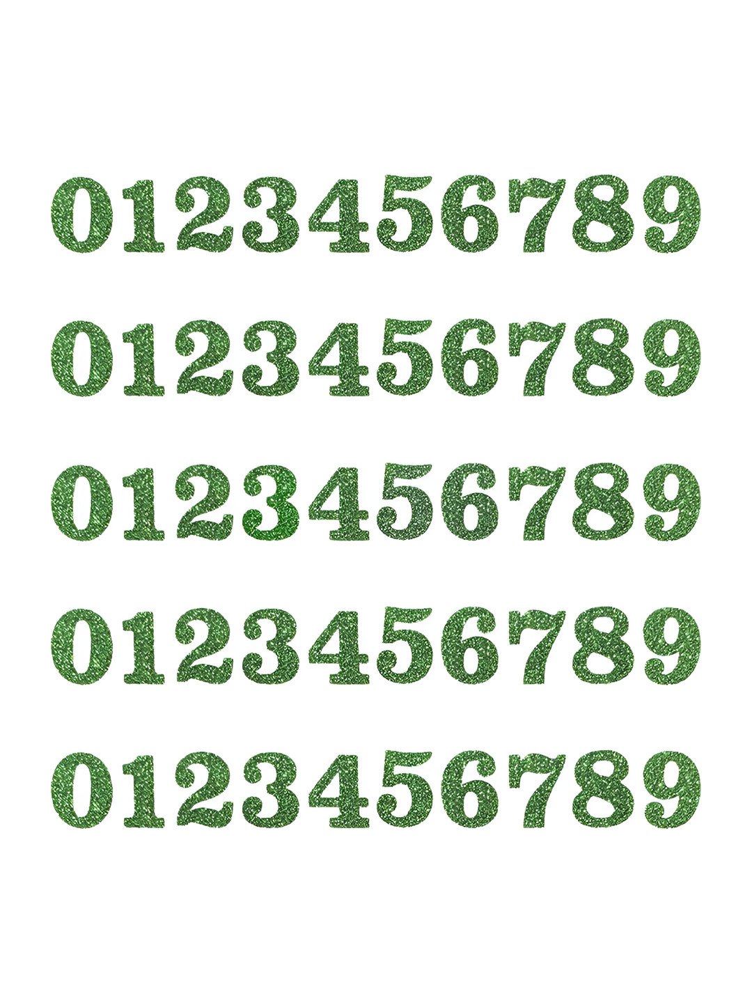 Comet Busters Green & White Printed Self-Adhesive Uppercase Glitter Numerals Stickers