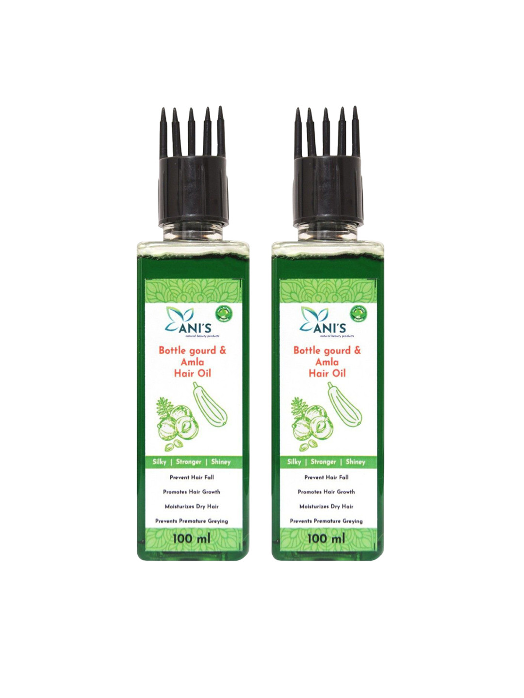 ANI'S Set Of 2 Bottle Gourd & Amla Hair Oil For Strong & Silky Hairs - 100ml Each