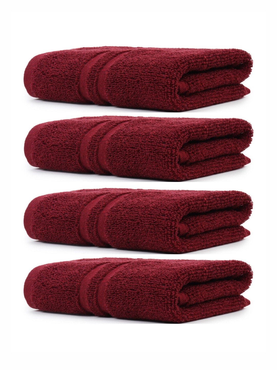 ZAHYA Maroon Set of 4 Terry Cotton Hand Towels