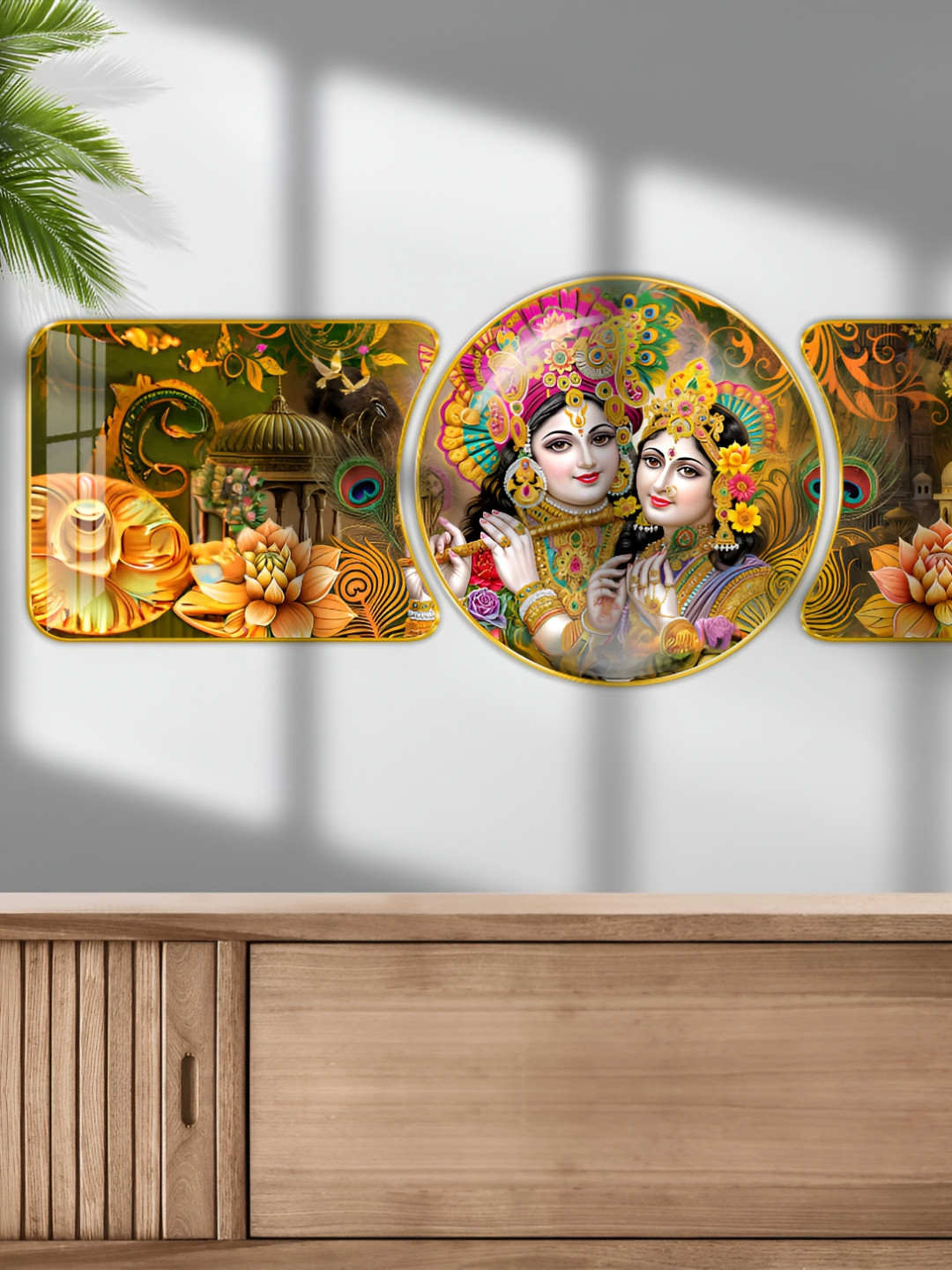 Aura Yellow & Pink 1 Piece Wood Abstract Wall Paintings