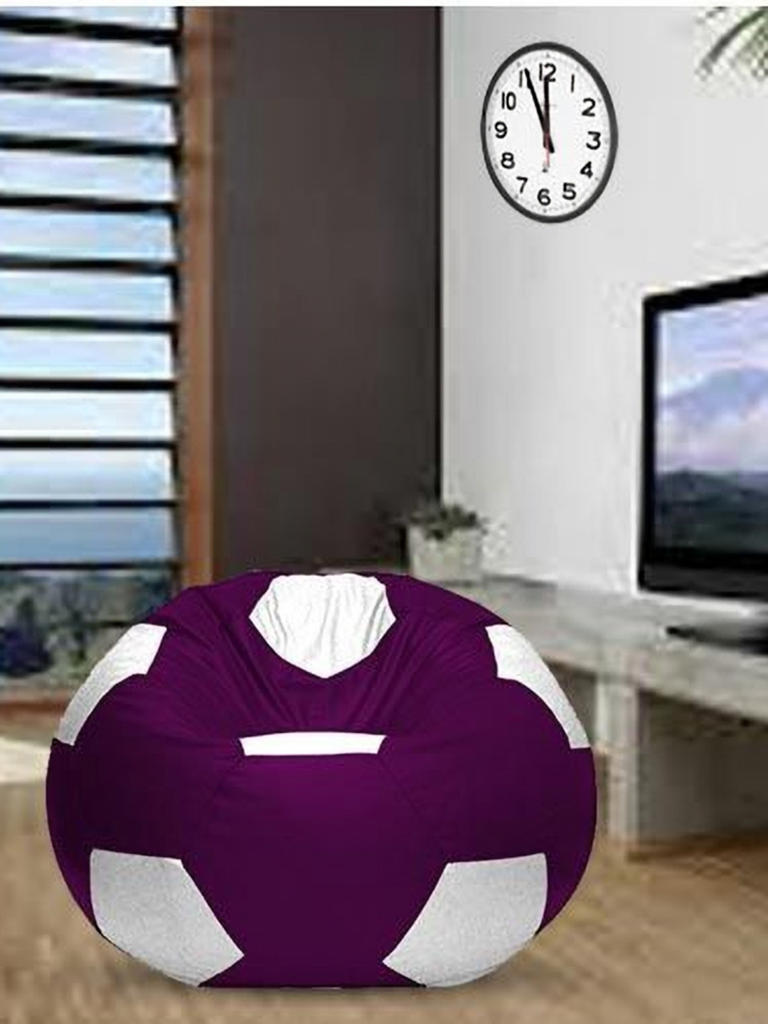 Coaster Shine Purple & White Colour Blocked Leatherette Bean Bag Cover