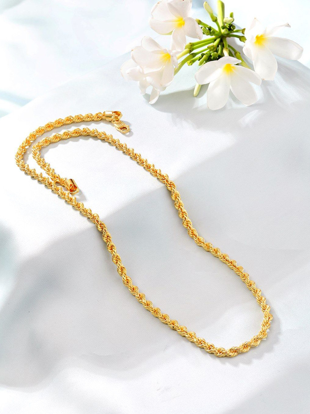 Zavya Men 925 Sterling Silver Gold-Plated Twisted Chain