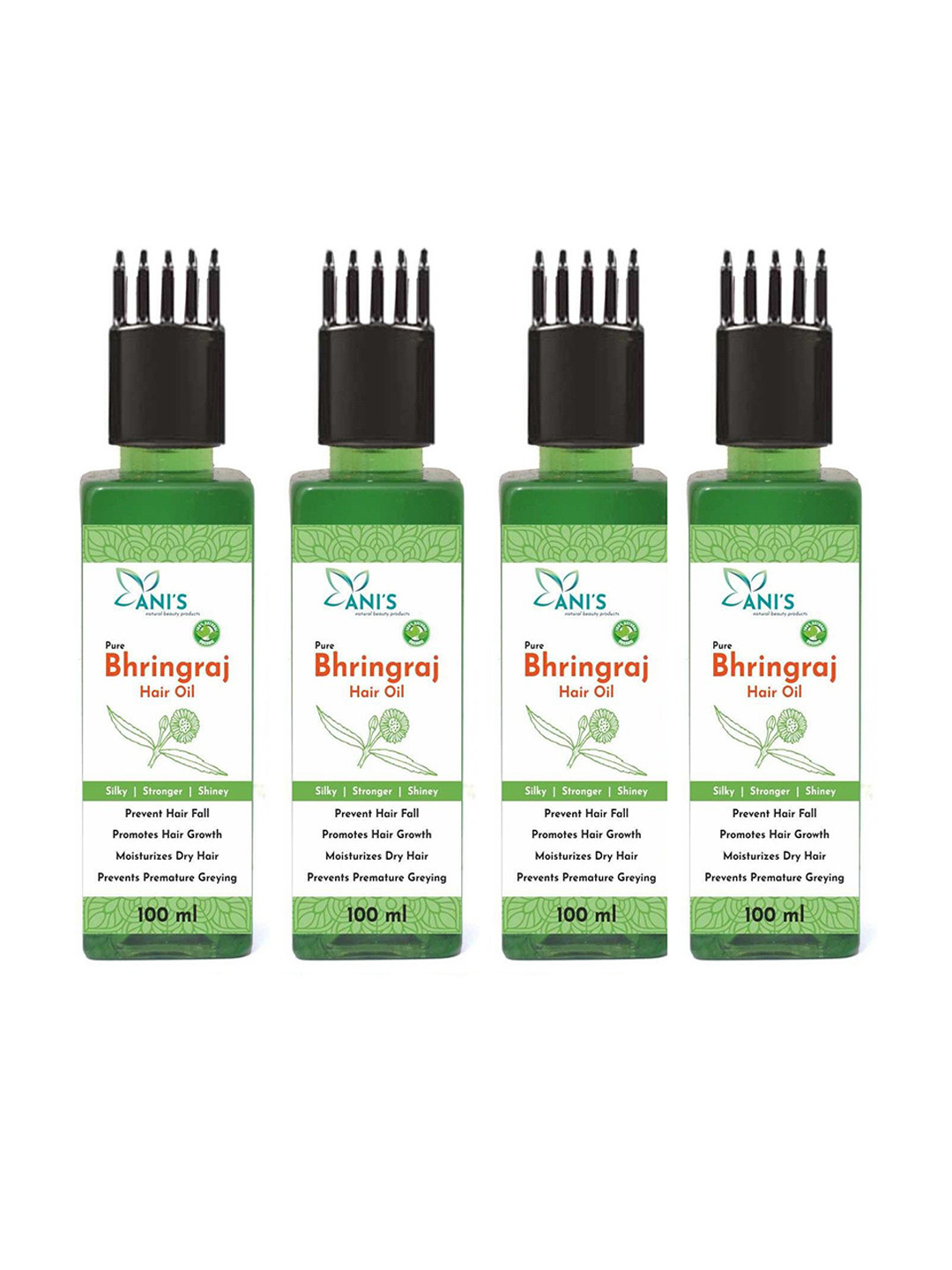 ANI'S Set Of 4 Bhringraj Hair Oil For Strong & Silky Hairs - 100ml Each