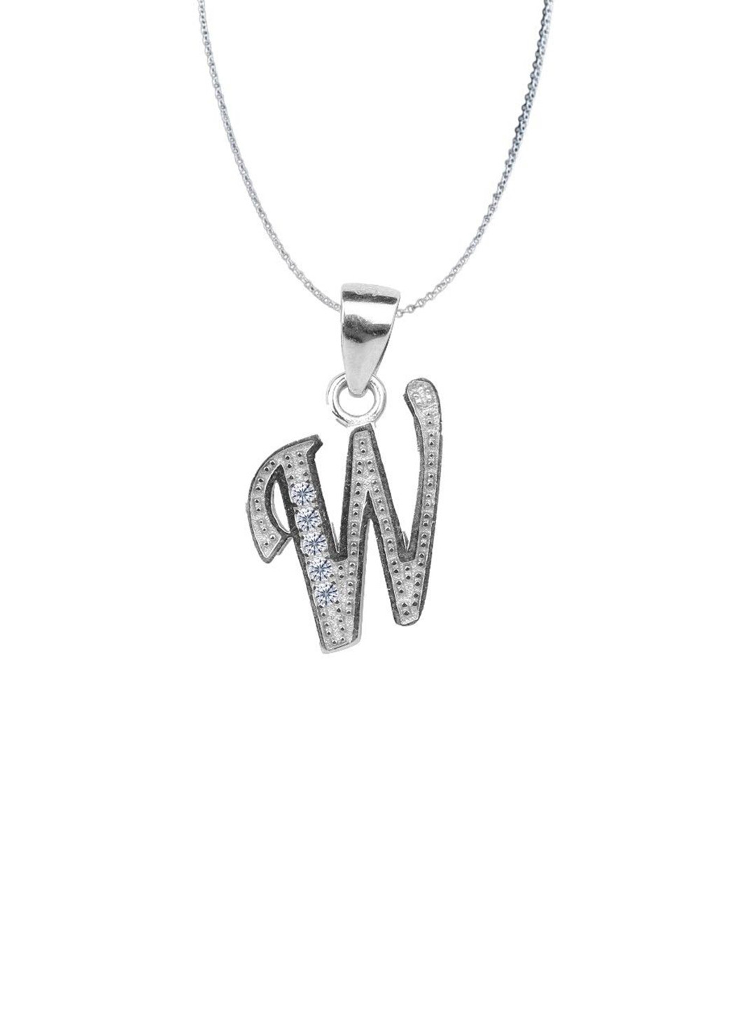 Paavni 925 Sterling Silver Rhodium-Plated Cubic Zirconia W Alphabet Contemporary Pendant