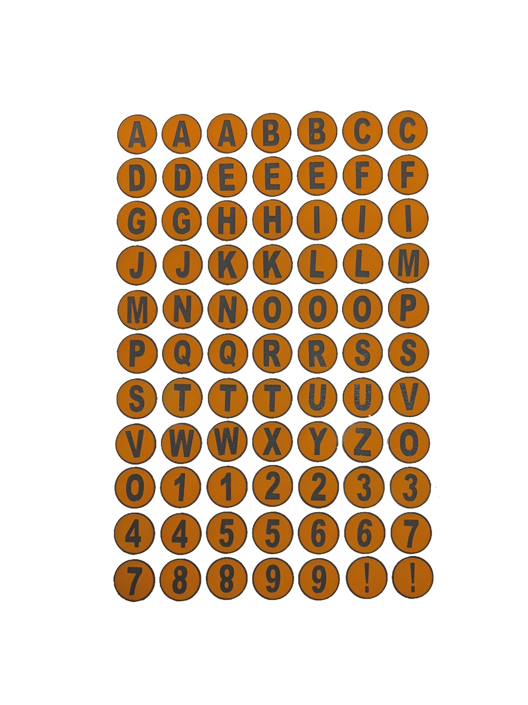 Comet Busters Orange & Black Printed Self-Adhesive Uppercase Alphabet & Numerals Stickers