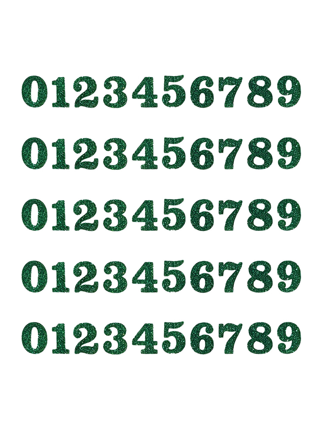 Comet Busters Green & White Printed Self-Adhesive Glitter Numerals Stickers