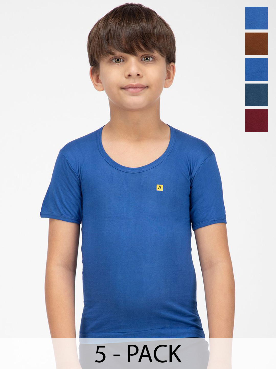 AMUL COMFY Boys  Pack Of 5 Cotton Under Shirt Vests AC-CSRNS-VE-MULTI-60-5PC